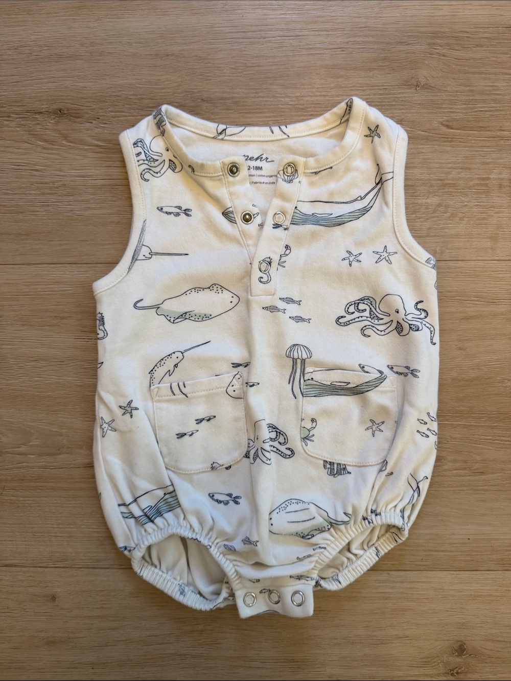 Unbranded Cream Nautical-Print Baby Romper